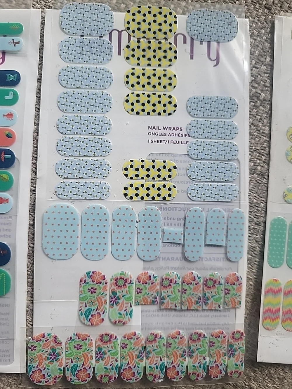 Jamberry Jr. Assorted Nail Wraps Partials Lot